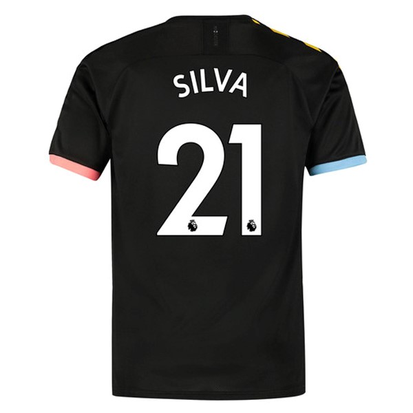 Maillot Football Manchester City NO.21 Silva Exterieur 2019-20 Noir
